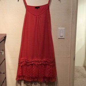 Burnt Orange soft cotton dress with lace